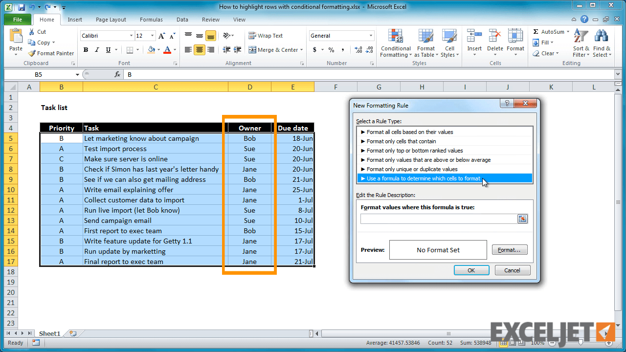 Excel tutorial How to highlight rows with conditional formatting